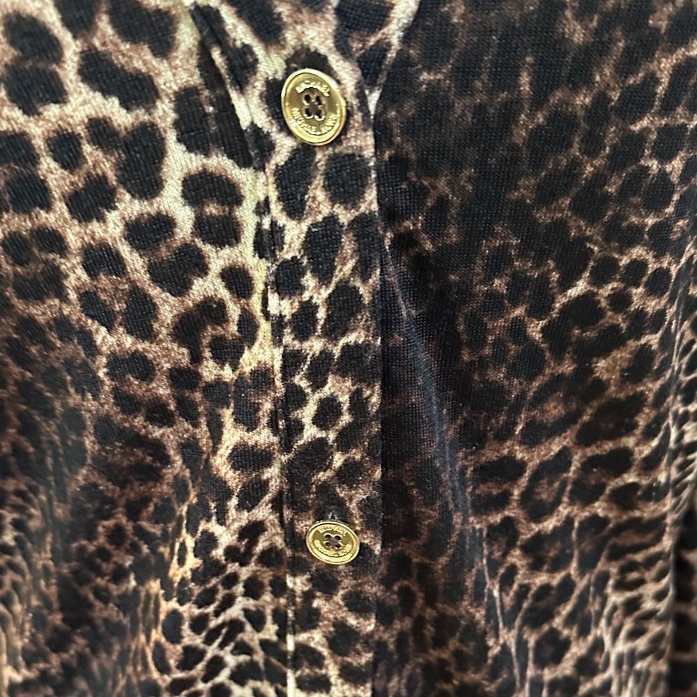 Michael Kors Leopard Print Button Down Cardigan w/Gold Buttons Size Medium - Picture 4 of 12